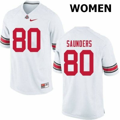 NCAA Ohio State Buckeyes Women's #80 C.J. Saunders White Nike Football College Jersey WZW8645UM